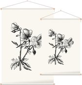 Beemdooievaarsbek zwart-wit (Meadow Cranes Bill) - Foto op Textielposter - 120 x 180 cm