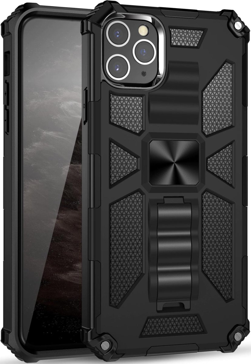 Geschikt voor Apple iPhone 11 Pro Backcover - Zwart - Magnetisch Shockproof Armor