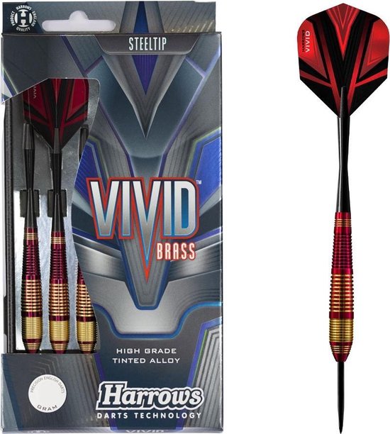 Harrows Vivid Red Brass - Dartpijlen - 24 Gram van Harrows — afbeelding 5