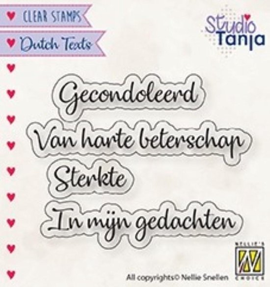 Foto: Dtcs029 nellie snellen clearstamp dutch texts stempel tekst gecondoleerd beterschap sterkte gedachten