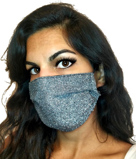 Glitter mondkapje wasbaar | zwart metallic | met katoen | mondmasker |  bol.com