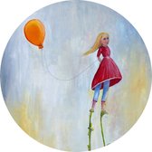 Muurcirkel:  Wijde Wereld  Ø 30 cm Forex  ( baby's - meisjes-  Valentijn - moederdag - volwassenen - wanddecoratie -  kunst -art - schilderij -huiskamer- slaapkamer -verjaardagen-
