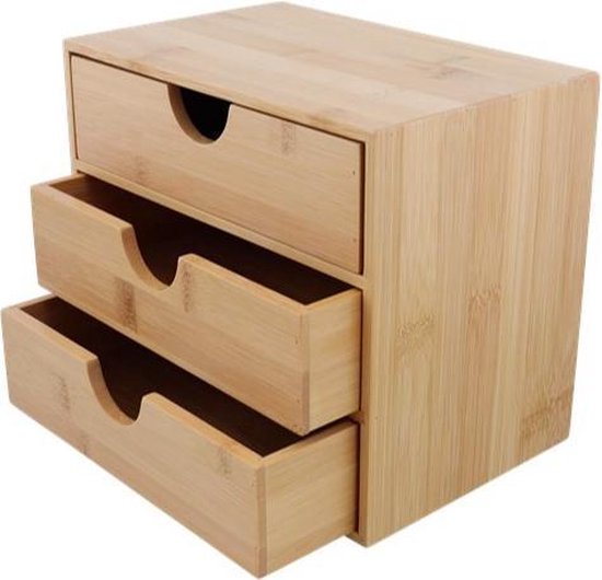 Namens compromis schetsen Bamboe kabinet met 3 lades - Bamboe opbergbox - Bamboe opbergkast 3 lades -  Klein... | bol.com