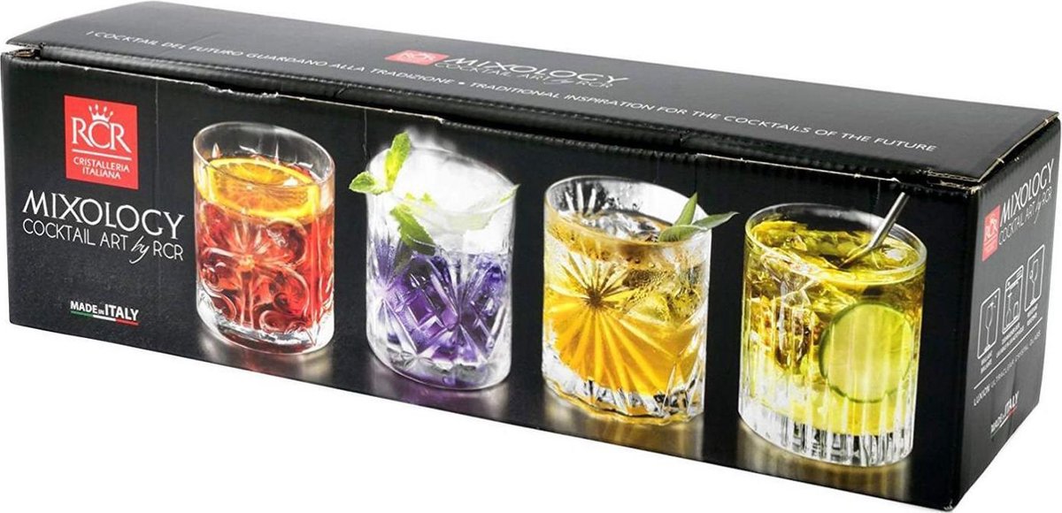 RCR Christal Italia - Mixology set - 4 tumblers - whisky glazen - cocktail glas