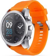 Belesy® HYBRID - Smartwatch Heren - Smartwatch Dames - Horloge - Stappenteller - 51mm - Horlogescherm en Smartwatchscherm - Zilver - Oranje - Siliconen