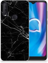 Smartphone hoesje Alcatel 1S (2020) Transparant Hoesje Marmer Zwart