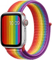 Regenboog / Rainbow / Pride Nylon Horloge Band Geschikt voor Apple Watch 1, 2, 3, 4, 5, 6, SE & Nike+, 42mm & 44mm "Mannenbreedte" Series - Zacht Geweven Nylon - 42 mm en 44 mm