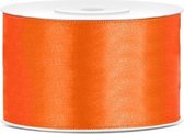 1x Hobby/decoratie oranje satijnen sierlinten 3,8 cm/38 mm x 25 meter - Cadeaulint satijnlint/ribbon - Oranje linten - Hobbymateriaal benodigdheden - Verpakkingsmaterialen