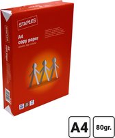 Staples Copy papier - A4 - 80 g/m² - Pak a 500 vel - Kopieerpapier - Wit