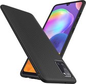 Samsung Galaxy A31 Hoesje Twill Slim Textuur Back Cover Zwart