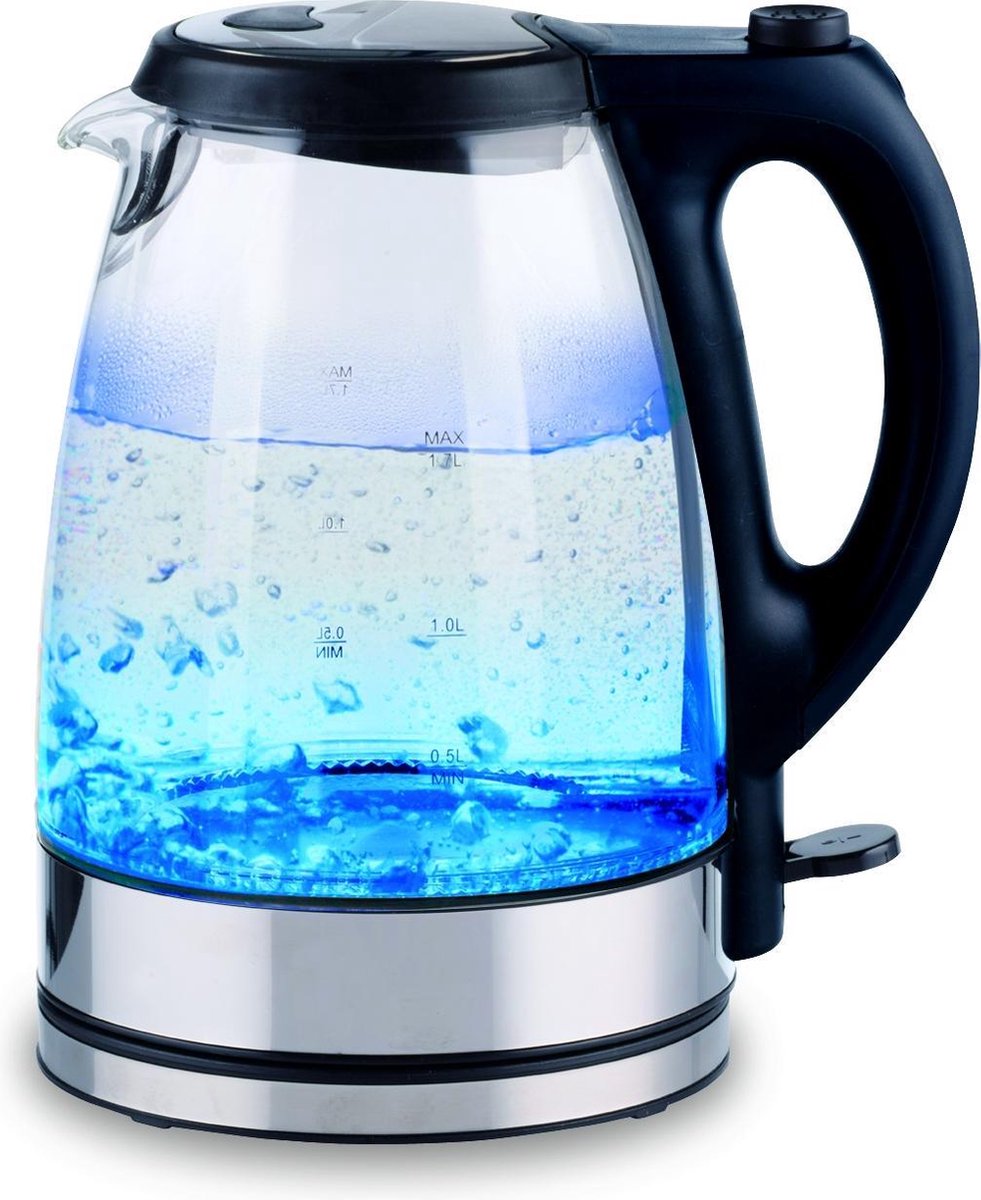 Alpina Waterkoker 1 7 Liter 2200 Watt Blauw LED licht Glas
