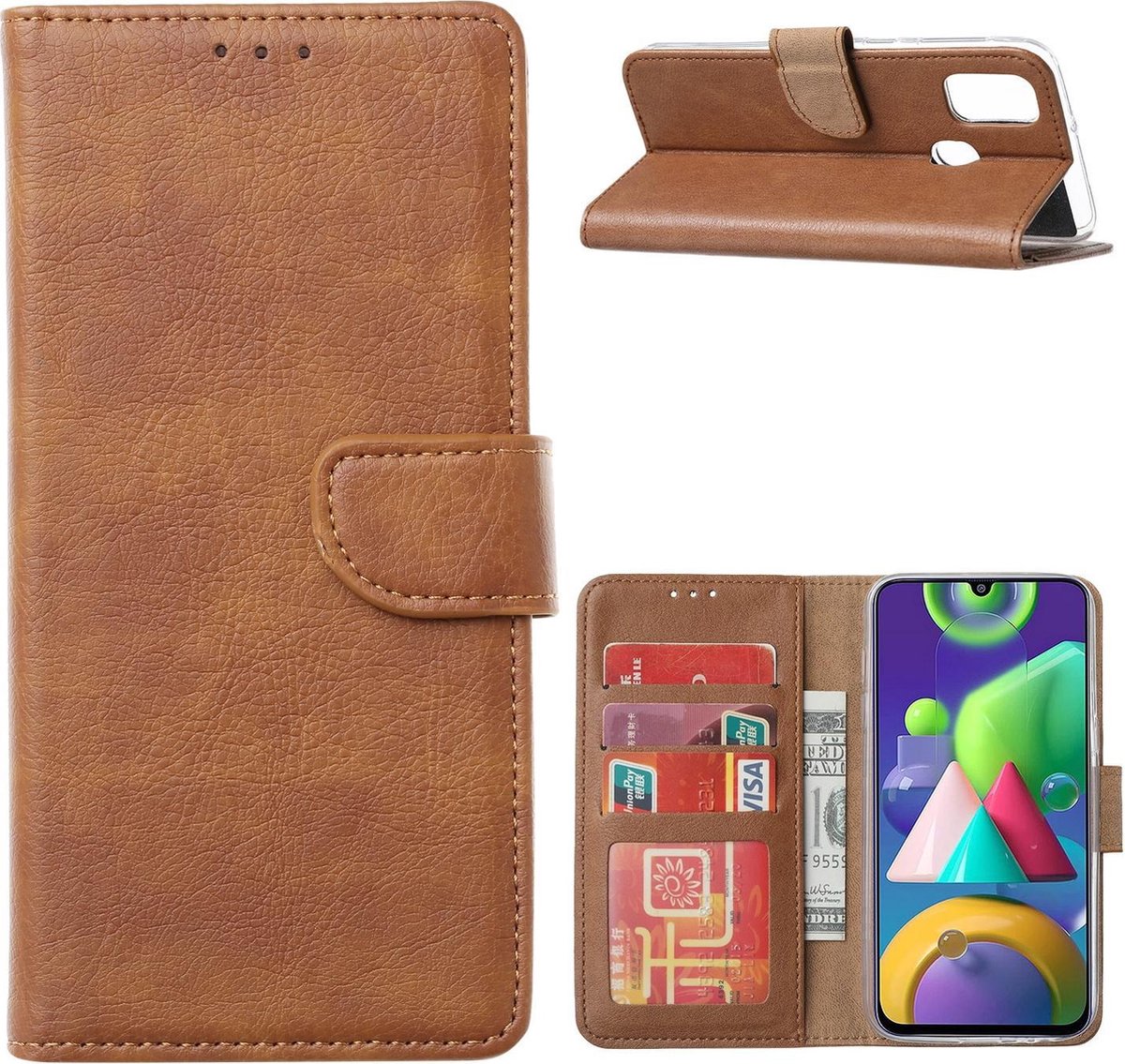 Samsung Galaxy A41 Bookcase Bruin met Pasjeshouder