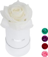Relaxdays flowerbox - rozenbox - rond - wit - 1 roos in box - kunstbloem - decoratie - wit