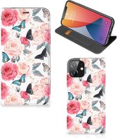 Flipcase Cadeautjes voor Moederdag Geschikt voor iPhone 12 | Geschikt voor iPhone 12 Pro Smartphone Hoesje Butterfly Roses