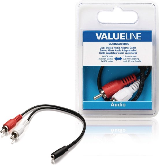 Value Line Value Line 2x RCA Mâle vers Jack 3,5mm Femelle Câble Adaptateur Audio 