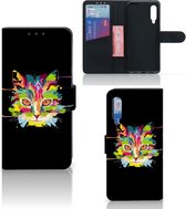 Wallet Book Case Xiaomi Mi 9 Smartphone Hoesje Cat Color Leuke Verjaardagscadeaus