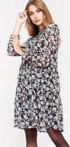LOLALIZA Mini jurk met bloemen - Marine Blauw - Maat L