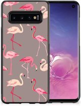 Smartphone Hoesje Geschikt voor Samsung Galaxy S10 Cover Case met Zwarte rand Flamingo