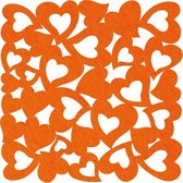 Hartjes vilt onderzetters  - Oranje - 6 stuks - 9,5 x 9,5 cm - Tafeldecoratie - Glas onderzetter - Valentijn - Cadeau - Woondecoratie - Tafelbescherming - Onderzetters Voor Glazen - Keukenbenodigdheden - Woonaccessoires - Tafelaccessoires