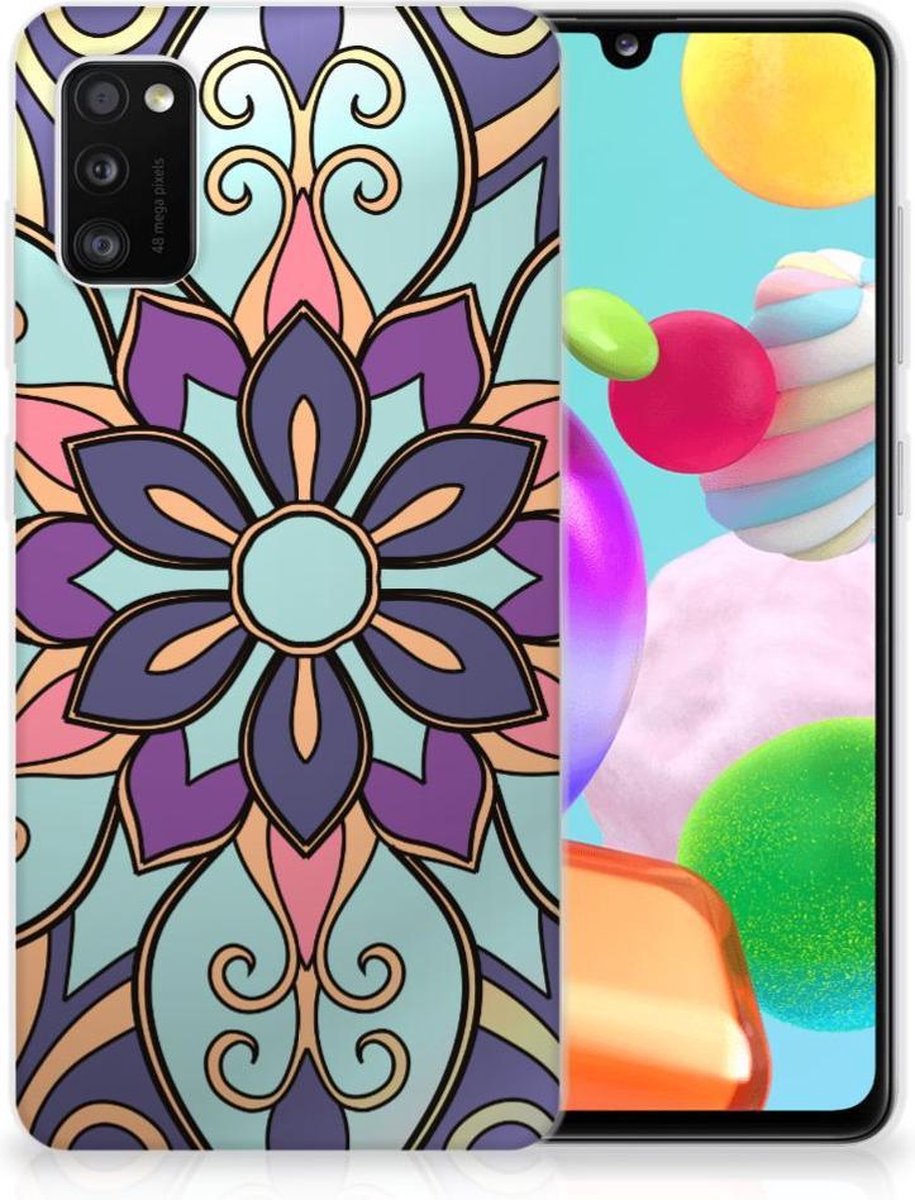 Samsung Galaxy A41 TPU Case Purple Flower
