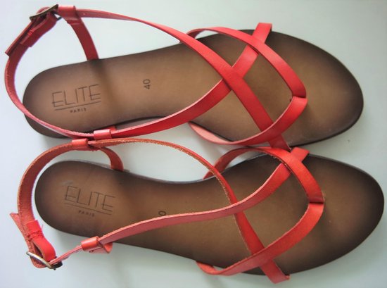 Sandale Elite Pelle Rosso Vivo - Couleur Rouge - Taille 39