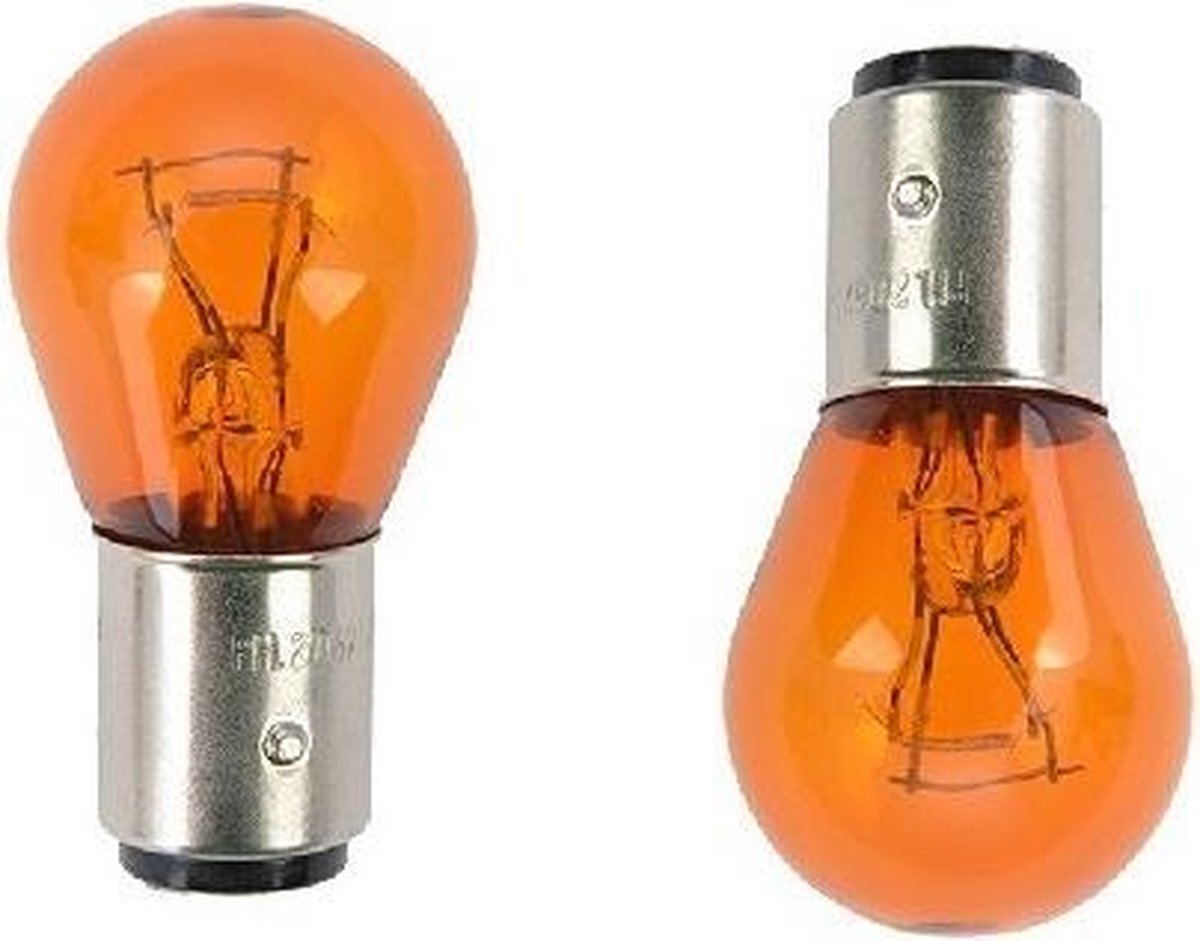 plannen het kan Kosten 2 stuks Lamp duplo 21/5w 12v, oranje, 2057NA, BAY15d | bol.com