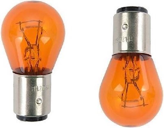 2 stuks Lamp duplo 21/5w 12v, oranje, 2057NA, BAY15d | bol.com