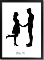 DesignClaud Custom Silhouette Contour poster Formaten: A4 + fotolijst zwart, Kleuren: Terracotta