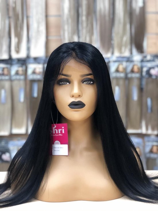 Pruiken haar / Front Lace Wig_100% Real Hair Yaki 20inch #1 Jet... | bol.com