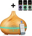 SensaHome ZEN300 Aroma diffuser Geur Verspreider Anti Bacterie Met Sfeervolle LED Verlichting - Inclusief 3 Gratis Flesjes Etherische Oliën - Lavendel, Eucalyptus & Pepermunt + Afstandsbediening - Luchtbevochtiger - Olie Verdamper - Olie Vernevelaar