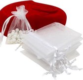 LOUZIR  50stuks Organza Zakjes- Party pouches - Gift bag wit - Geschenkzakjes- Cadeauzakjes - Candy bags- sieraden Pouches -Uitdeelzakjes 10x15 cm