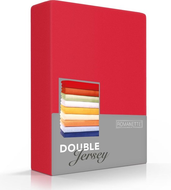 Hoogwaardige Dubbel Jersey Hoeslaken Lits-Jumeaux Rood | 180x200/210/220 + 200x200 | Zacht En Dik | Rondom Elastiek