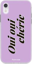 Fooncase Hoesje Geschikt voor iPhone XR - Shockproof Case - Back Cover / Soft Case - Oui Oui Chérie / Lila Paars & Wit