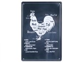 Wandbord – Mancave – Kip - Chicken – Vintage - Retro -  Wanddecoratie – Reclame bord – Restaurant – Kroeg - Bar – Cafe - Horeca – Metal Sign – Slager - Supermarkt - 20x30cm
