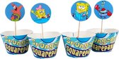 ProductGoods - 12 Stuks Spongebob Squarepants Mini Cupcake Bakjes + 12 Cupcake Spongebob Squarepants Versiering - Kinderen - Kinderfeestje - Party - Taart Decoraties - Verjaardag D