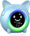 Slaaptrainer - Wake-up light - Digitale wekker met slaaptimers - Nachtlamp met slaapdeuntjes -  Kat - Blauw