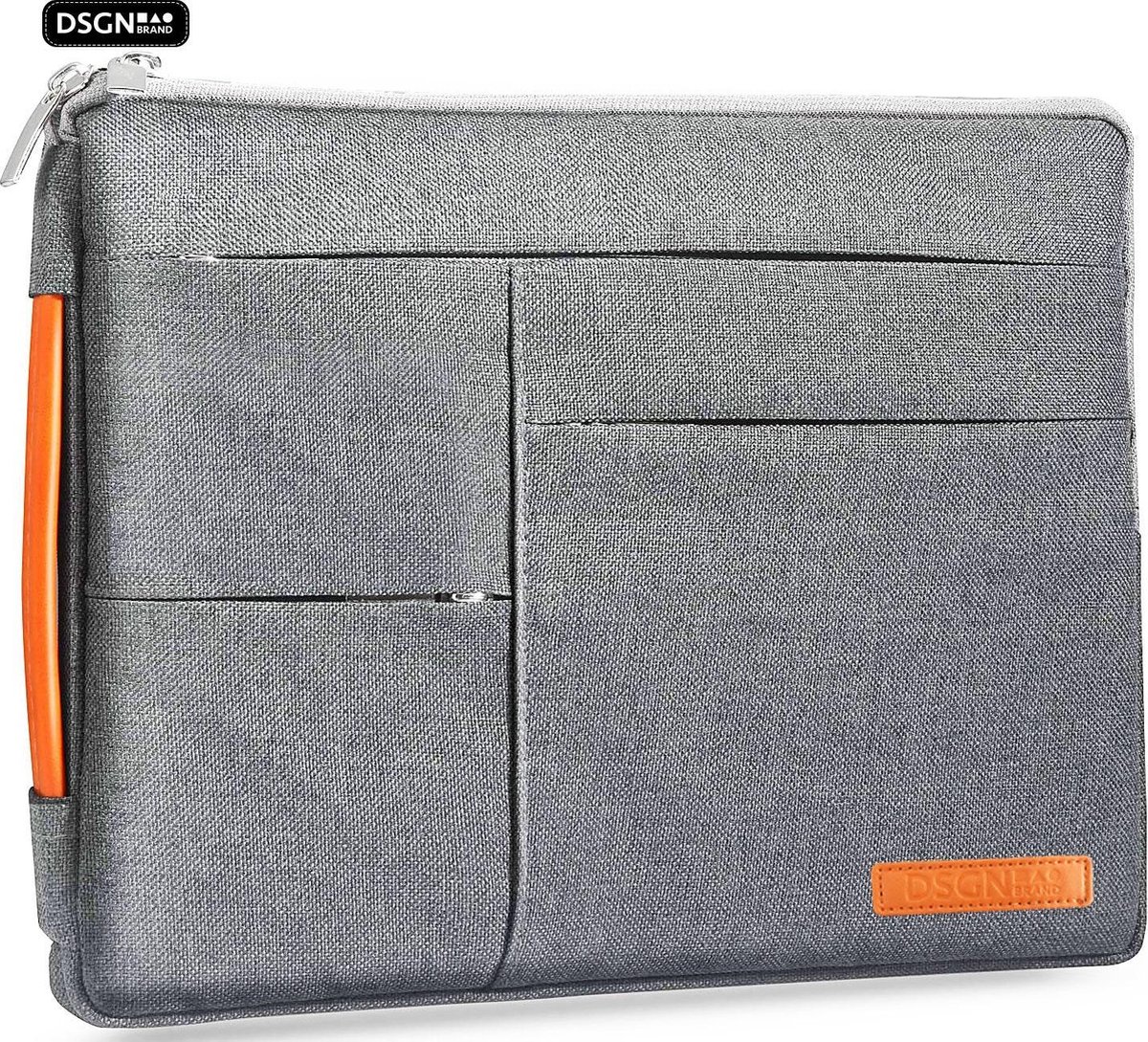 DSGN ZIP - Laptophoes 14 inch - Laptoptas - Notebook - Chromebook - Laptop Sleeve Hoes Case - Handvat - Waterdicht - Extra Vakken - Grijs