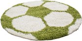 Vloerkleed kinderkamer - Voetbal - groen, wit - rond 100 cm