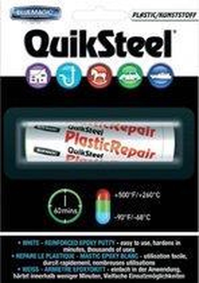 Quiksteel 16502+, Koker Kneedbaar Plastic & Quiksteel ontvetter in Pompverstuiver Flacon, de beste combinatie tbv de sterkste verbindingen in alle materialen!