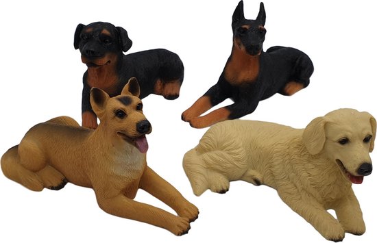 Hond decoratie – set van 4 honden 9,5 cm hoog polyresin |... |
