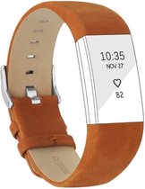 Bruin lederen bandje voor Fitbit Charge 2 – Maat: zie maatfoto - gespsluiting – Brown leather smartwatch strap - Leer - Leder - Leren Horlogebandje