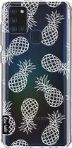 Casetastic Samsung Galaxy A21s (2020) Hoesje - Softcover Hoesje met Design - Pineapples Outline Print