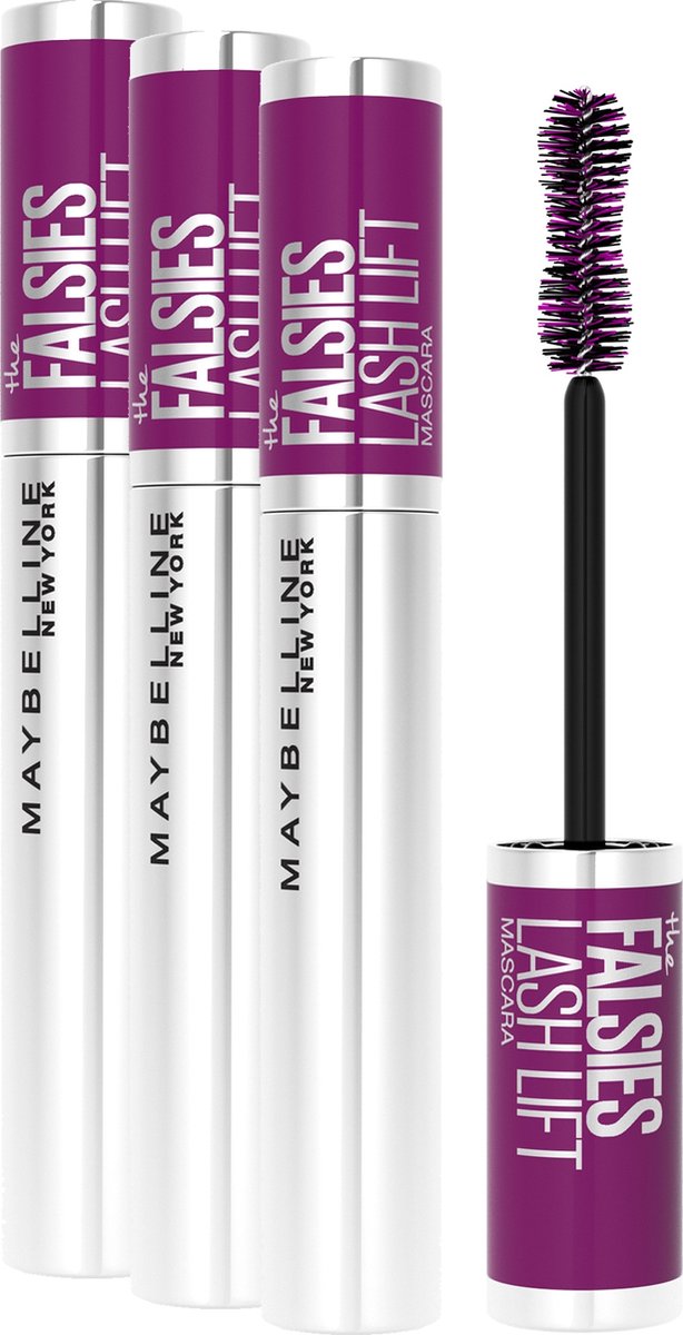 Goedkoopste 3x Maybelline The Falsies Lash Lift Mascara - 01 Black - Zwart