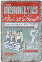 Wandbord – Brooklyn New York Bier - Vintage - Retro -  Wanddecoratie – Reclame bord – Restaurant – Kroeg - Bar – Cafe - Horeca – Metal Sign - 20x30cm