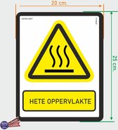 ISO7010 W017 hete oppervlakte. Waarschuwing sticker 20x25cm