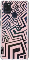 Casetastic Samsung Galaxy A21s (2020) Hoesje - Softcover Hoesje met Design - Abstract Pink Wave Print