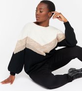 LOLALIZA Color block trui met lurex - Zwart - Maat XS