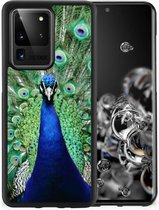GSM Hoesje Geschikt voor Samsung Galaxy S20 Ultra Siliconen Back Cover met Zwarte rand Pauw