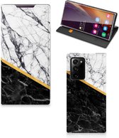 GSM Hoesje Geschikt voor Samsung Galaxy Note 20 Ultra Mobiel Case Marble White Black