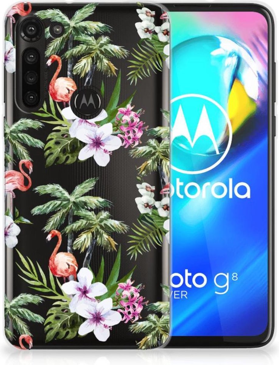 Motorola Moto G8 Power TPU Hoesje Flamingo Palms
